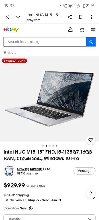 Laptop Intel nuc m15 impecabil