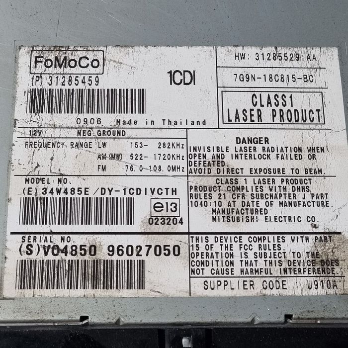 Cd player Volvo XC60 2008 - 2013 (1482) 34W485E