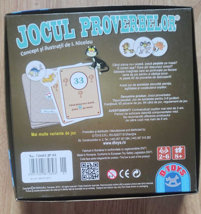 Jocul Proverbelor, pentru copii de peste 8 ani.