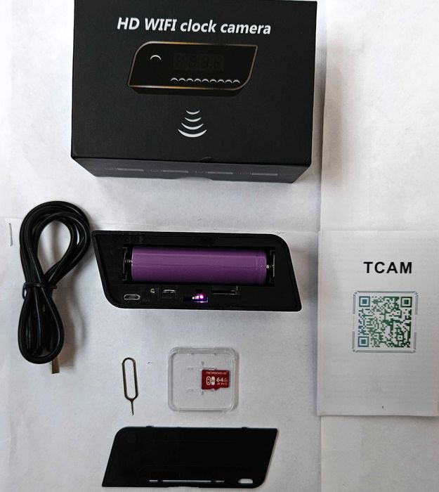 Camera Spion Wi-Fi Ascunsa in Ceas de Birou,Ful HD,Card 64 Gb,baterie