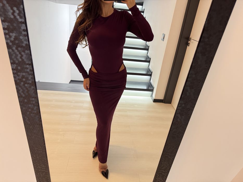 Rochie burgundie maxi