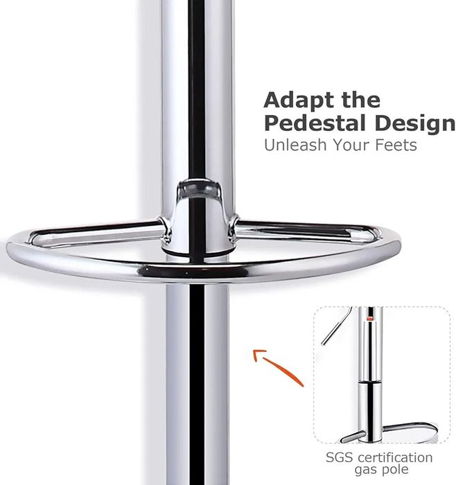 Бар столове, 2 броя, сиви/бели еко кожа, хромирани крака