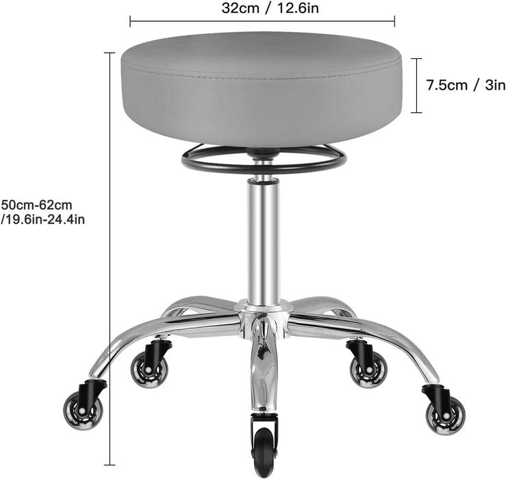 Въртящ се стол с колелца регулируем 180 кг салонен стол