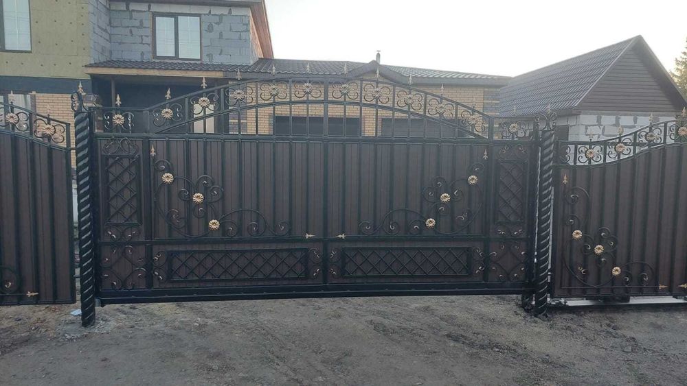 Ворота откатные  заборы навесы
