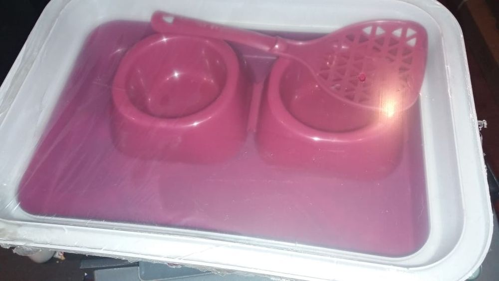 Наборы для котиков: лоток, 2 миски и совок. Доставка по городу.