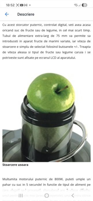 Storcator de fructe 800 w