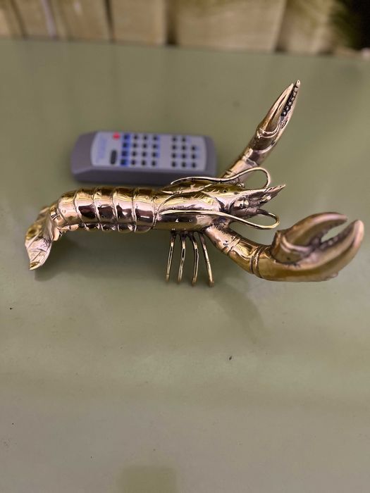 Склуптура,декорация на омар от полиран бронз(XL)