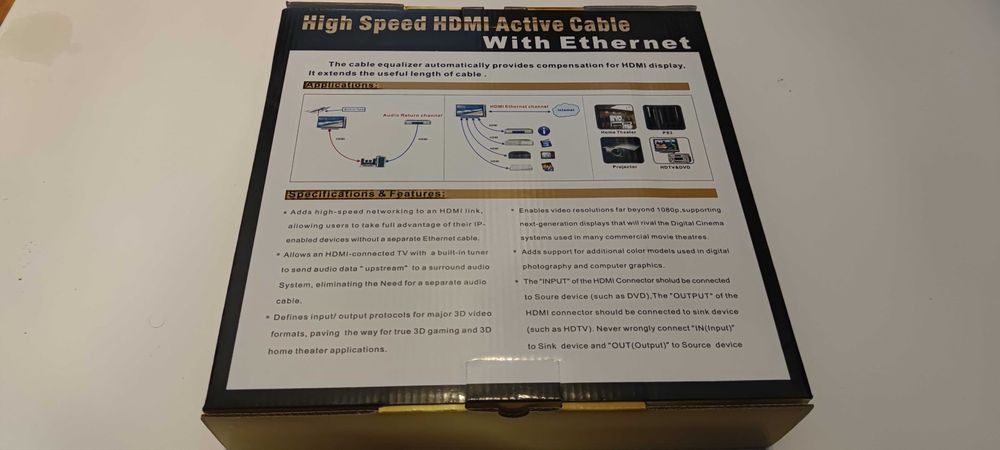 Cablu HDMI cu lungime de 20 de metri, conectori auriti, 4 K, produs de calitate premium!