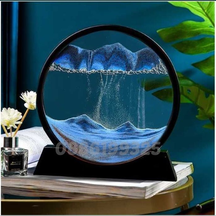 3D Пясъчен часовник с движещ се пейзаж Пясъчен живопис, Оранжев/Син