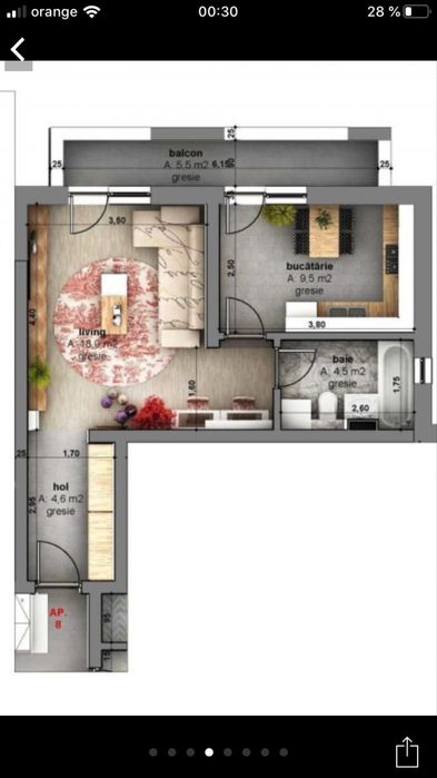 Apartament 1 camera / garsoniera 37 mp EBS cu loc de parcare inclus