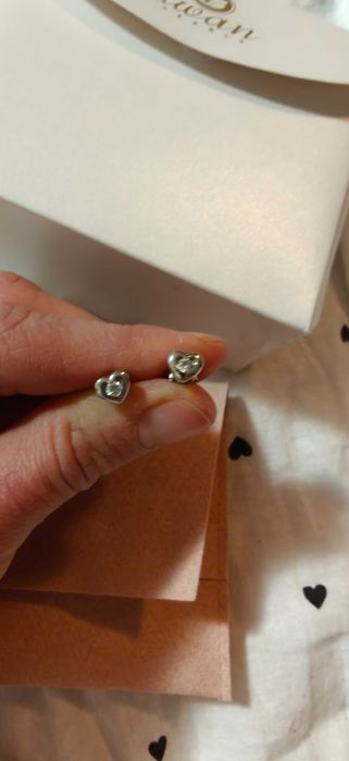 Swan pearls обеци сърца сребърни