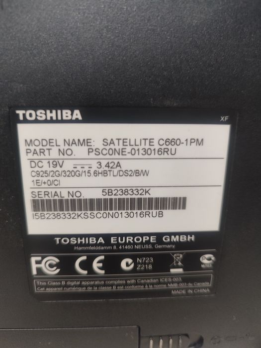 Toshiba c660 1pm