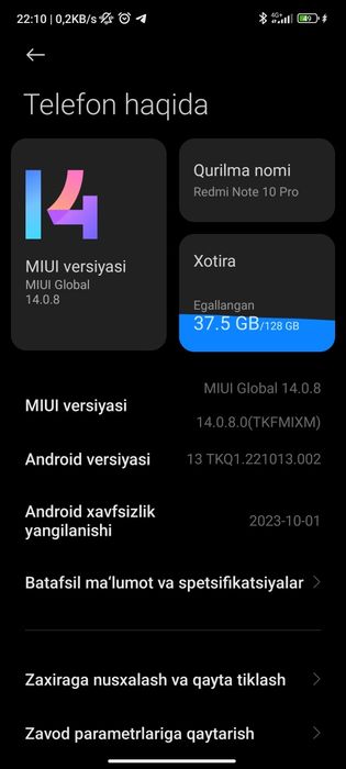 Redmi not 10 pro