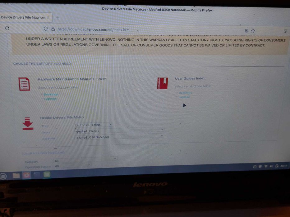 Laptop Lenovo IdeaPad U350 Linux Mint лаптоп 13.3" Intel 3GB RAM 250GB