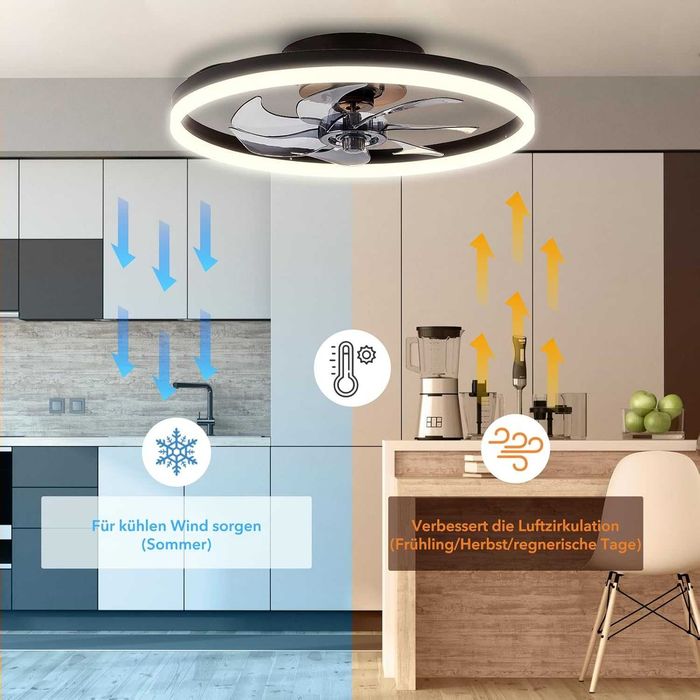 LES FLEURS таванен вентилатор с осветление и дистанционно 50 см