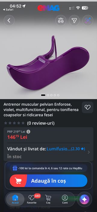 Antrenor muscular pelvian Enforose, albastru, multifunctional, pentru tonifierea coapselor si ridicarea fesei