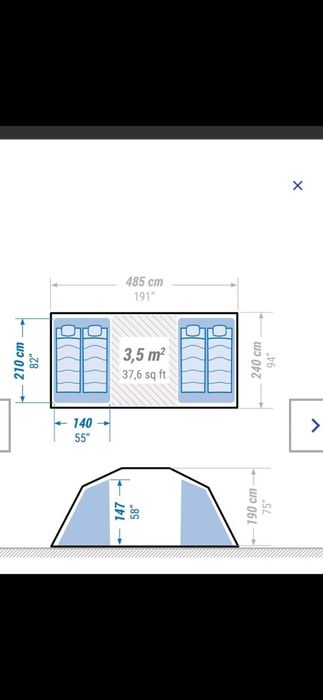 Cort camping 4 Persoane, 2 Camere, structură cu bețe ARPENAZ 4.2 Fresh