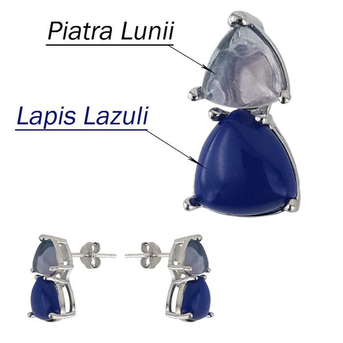 Vand cercei din Argint 925% cu ametist si lapis-lazuli,noi in cutie, 45 lei