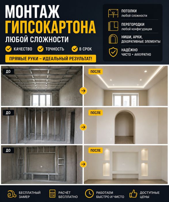 Монтаж гипсокартона