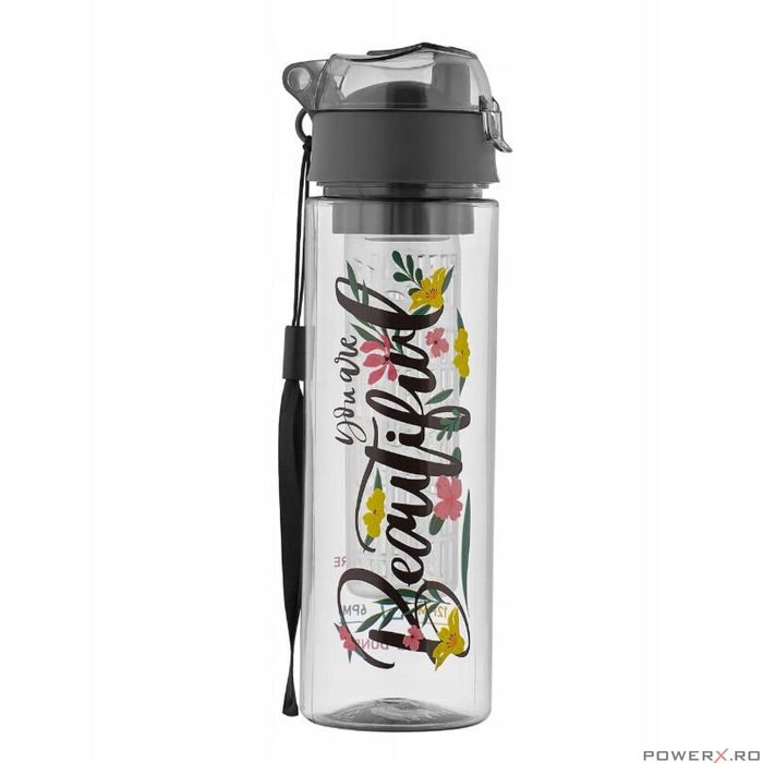 Sticla din plastic pentru lichide, cu insertie pentru fructe, 23 x 7.5