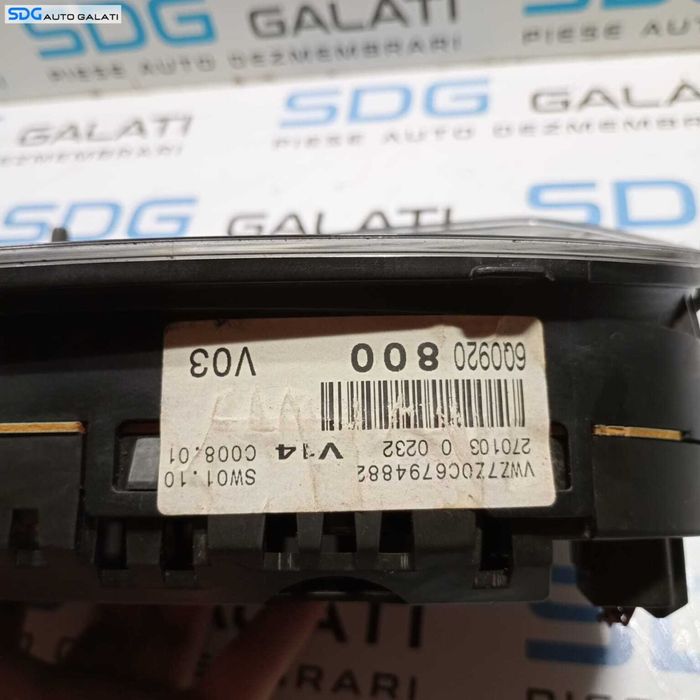 Kit Pornire ECU Calculator Motor Cip Cheie Ceas Ceasuri Bord cu Imobilizator Volkswagen Polo 9N 1.4 16V 2002 - 2010 Cod 110080124001A 036906034DD 6Q0920800 [1432]