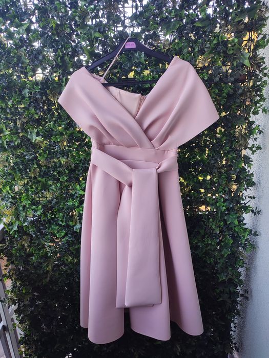 Rochie elegantă roz pudră, mărimea 36 (SARA), NOUĂ fără etichetă