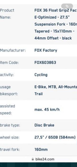 Fox Kashima 36 E-bike 160mm