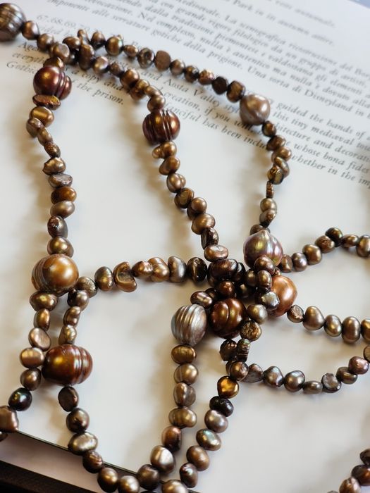 ДЪЛГО ретро колие / наниз от  истински барокови перли