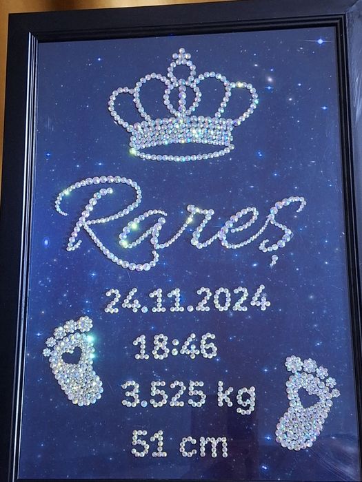 Tablou personalizat decorat manual cu cristale strălucitoare