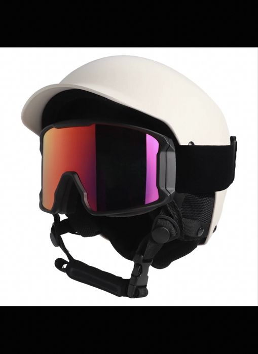Горнолыжный шлем + маска | Matt Black / Red Mirror