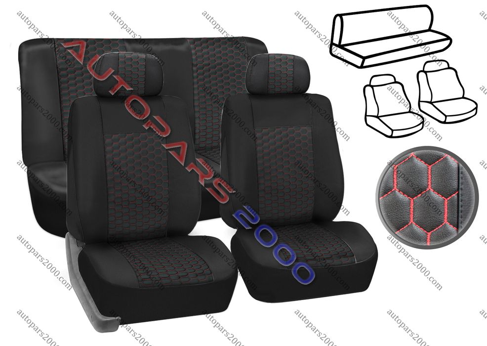 Кожена тапицерия за Пежо 206, 207, 208 и 308 / Черно с червен шев