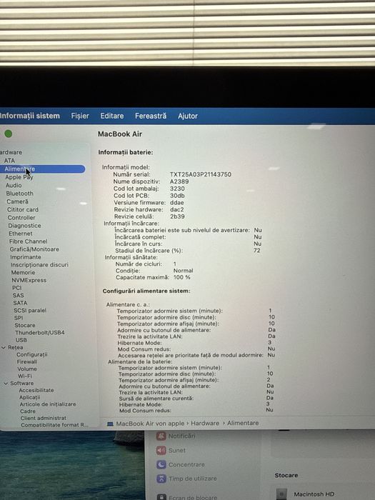 MacBook Air M1 2020 | 16GB RAM | 512GB SSD | A2337 | Stare buna