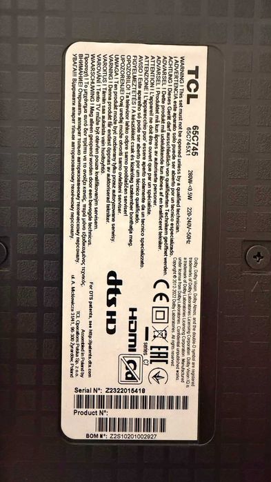 TCL 65” QLED 4K 144Hz – Google TV