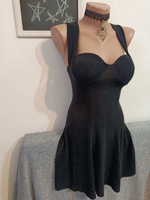 Rochiță neagra eleganta sexy strălucitoare Goth Rock Miss Miss mărimea Xs-S