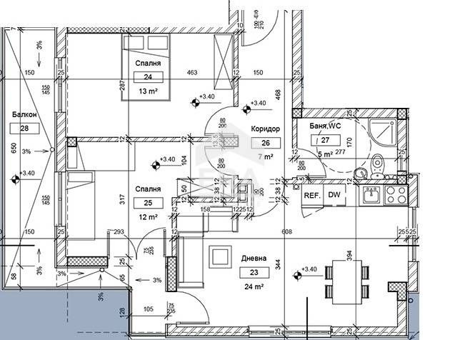 Тристаен апартамент за продажба, в новострояща се сграда, район Гранд