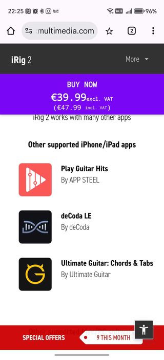 Продавам чисто нов IK Multimedia iRig 2 – интерфейс за китара