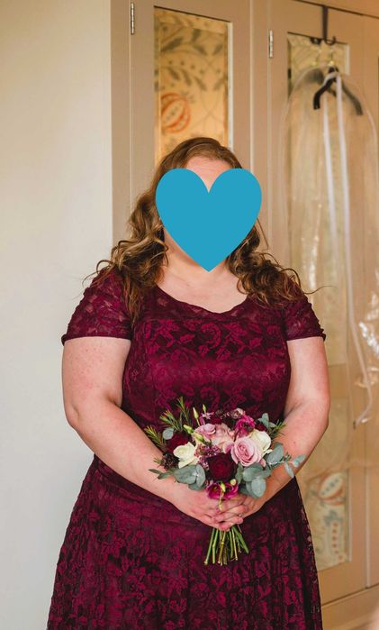 Rochie rosu burgund de ocazie domnisoara de onoare marimea 48 XXL