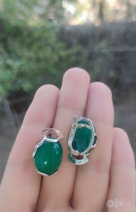 Серебро агат серьги