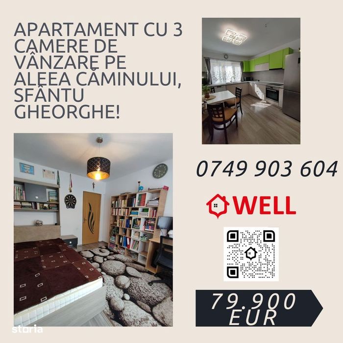 Apartament cu 3 camere de vânzare pe Aleea Căminului, Sfântu Gheorghe
