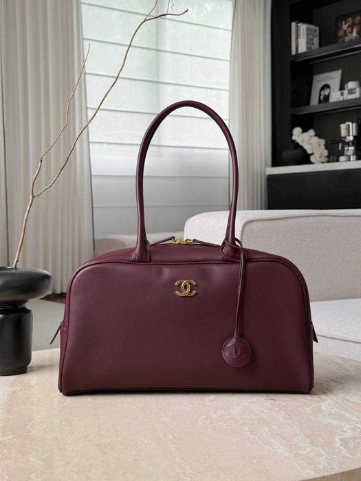 Сумка Новая Chanel Шанель 26S Bowling бордовая с длинными ручками
