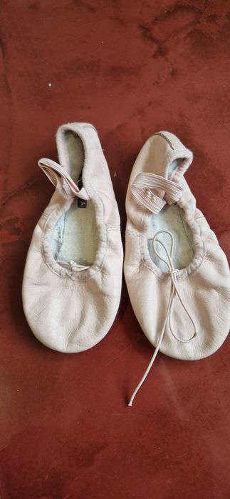 Demi-poante balet nivel începător talpă întreagă din piele Roz