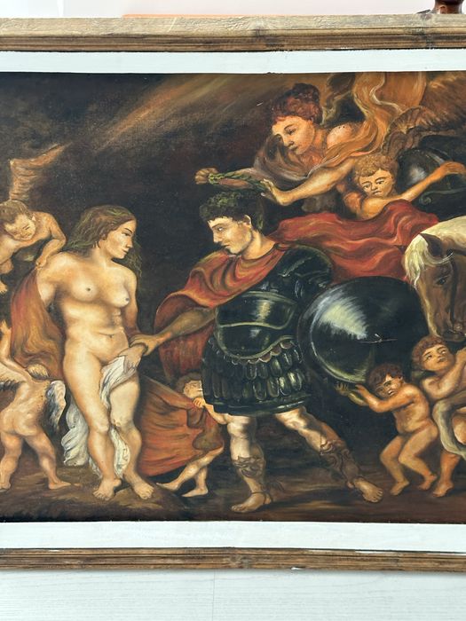 Vind tablou pictura scena medievala ulei pe pinza 1,6x1,00