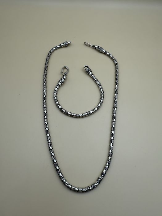 Set lant si bratara argint masiv