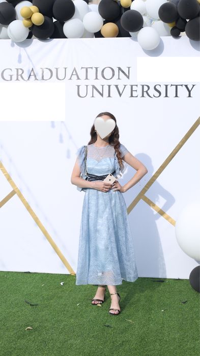 Нарядное голубое платье, размер S