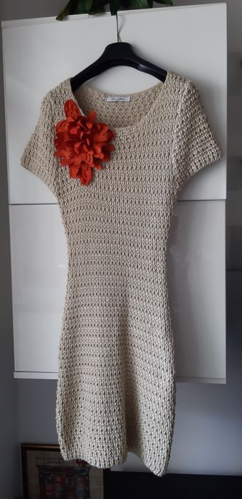 Rochie tricotata bej din lana si bumbac Italia ,superba M