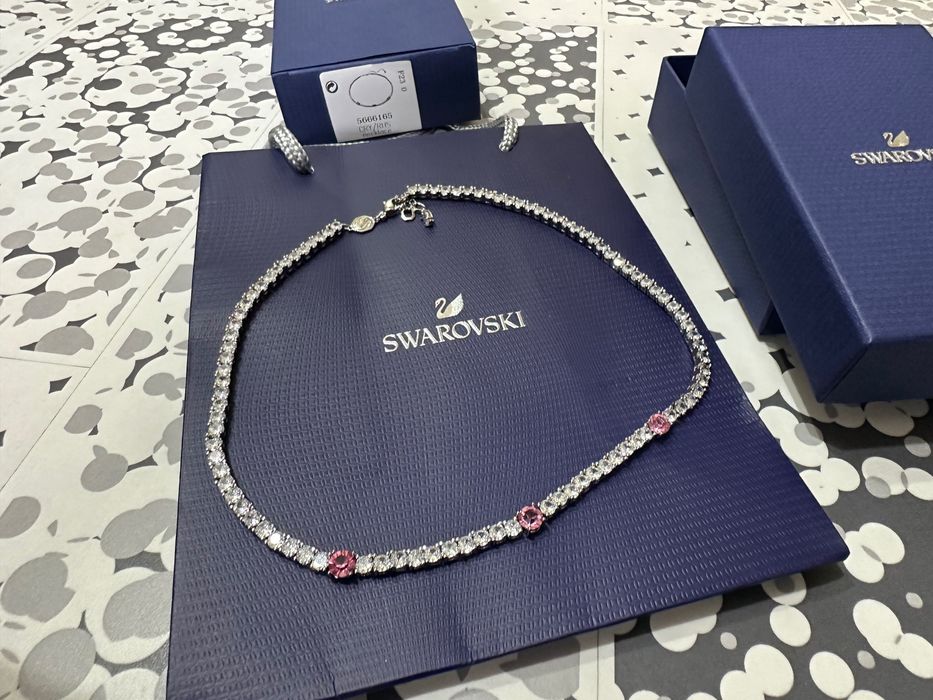 Colier Swarovski matrix tennis pietre roz model nou