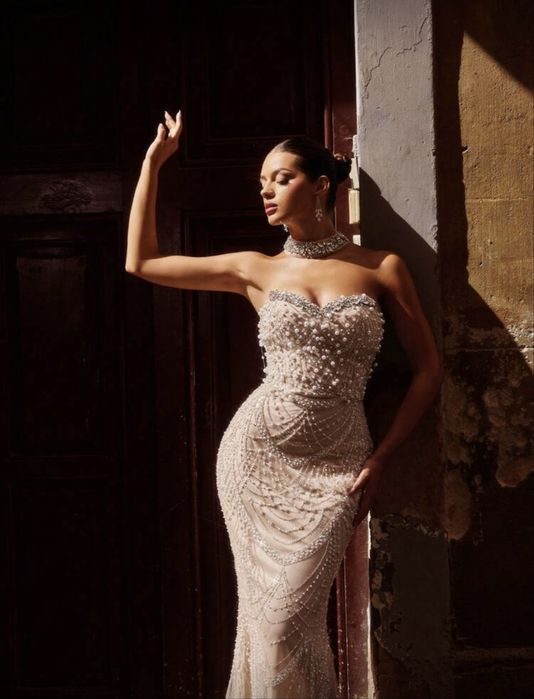 Официална рокля с камъни и перли