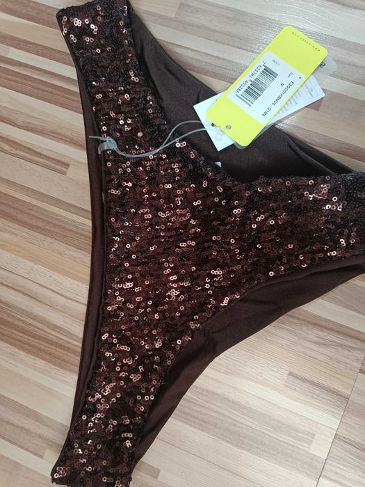 Долнище бански Guess кафяво с пайети