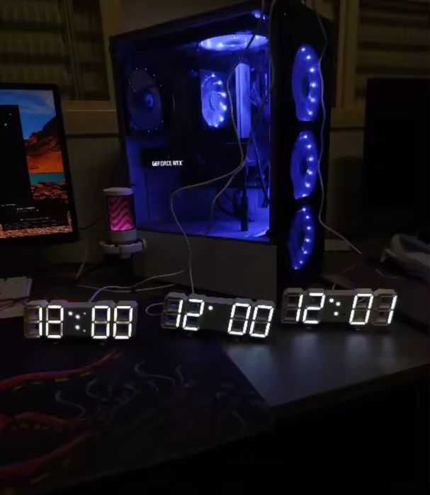 LED 3D Alarm Clock в 2 цвята