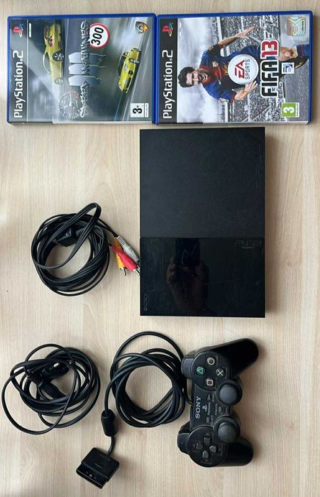 Playstation 2 SLIM със оригинален контролер и 2 игри